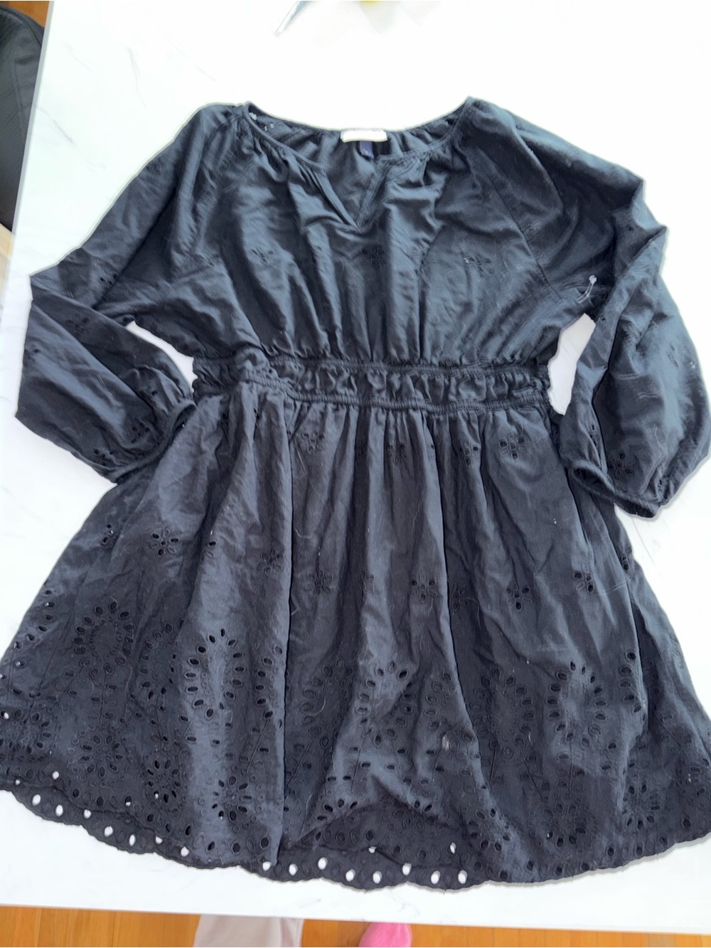 Universal thread black cotton eyelet solid xl dress